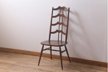 ヴィンテージ家具　イギリスビンテージ　ERCOL(アーコール)　希少!洗練されたデザインのラダーバックチェア(ダイニングチェア、椅子)(R-042957)