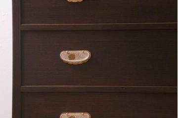 中古　伝統工芸品　頓所芳男　衣装盆付き　牡丹の前飾りが素敵な重ね加茂総桐箪笥(総桐たんす、和タンス、衣装箪笥、着物箪笥)(定価約120万円)(R-042959)