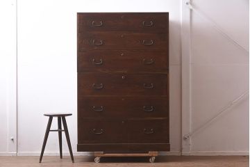 和製アンティーク　昭和中期　三方桑材　桐材　高級品!和モダンな雰囲気づくりにおすすめの重ね箪笥(和箪笥、衣装箪笥)(R-042965)