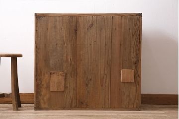アンティーク家具　昭和初期　ストリップド(剥離)　タモ材　独特の木目が味わい深いチェスト(引き出し23杯)(R-042969)