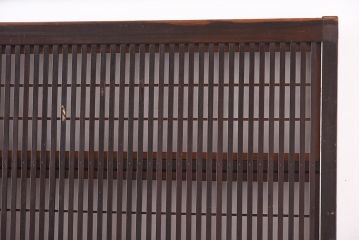 アンティーク建具　昭和初期　裏障子付き　腰板欅(ケヤキ)材　格子戸4枚セット(ガラス帯戸、引き戸)(R-042970)