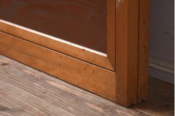 ビンテージ建具　上手物!　腰板栗材　レトロなガラス戸2枚セット(引き戸)(R-042971)