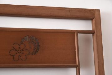 ビンテージ建具　上手物!　無双窓　藤紋の透かし入りの御簾戸4枚セット(戸、簀戸、葭戸、夏障子、夏戸、葦戸)(R-042972)