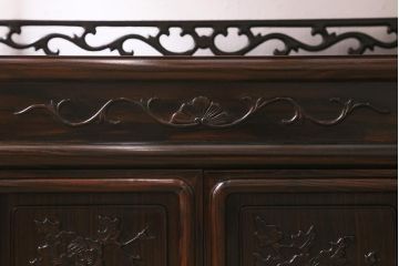 ビンテージ家具　伝統民芸　黒檀材　珍しい六尺サイズの茶棚(飾り棚、戸棚、ヴィンテージ)(R-042976)