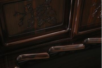 ビンテージ家具　伝統民芸　黒檀材　珍しい六尺サイズの茶棚(飾り棚、戸棚、ヴィンテージ)(R-042976)
