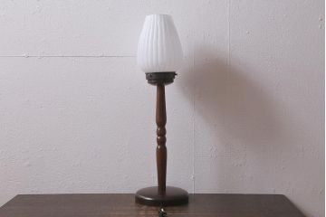 アンティーク照明　和製アンティーク　シェードのデザインがおしゃれなスタンドライト(テーブルランプ、デスクスタンド)(R-042977)