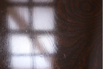 アンティーク雑貨　総ケヤキ材　杢目と漆塗りが美しいお膳5客セット(お盆)(R-042983)