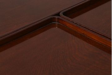 アンティーク雑貨　総ケヤキ材　杢目と漆塗りが美しいお膳5客セット(お盆)(R-042986)