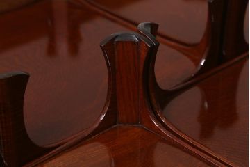 アンティーク雑貨　総ケヤキ材　杢目と漆塗りが美しいお膳5客セット(お盆)(R-042986)