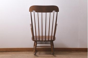 ビンテージ家具　飛騨産業　WINDSOR　ビンテージキツツキ　シンプルなホワイトオーク材製のロッキングチェア(アームチェア)(R-042988)