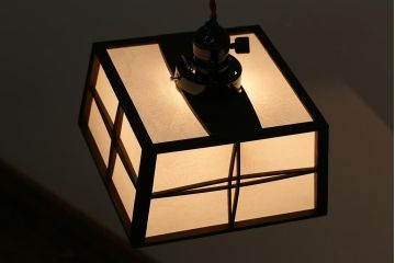 アンティーク照明　和製アンティーク　障子張り替え　和の風情漂う上品な天井照明(ペンダントライト、吊り下げ照明)(R-043001)