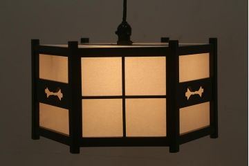 ビンテージ照明　松本民芸家具　絶版品　B型六角アンドン　希少な吊り下げ照明(天井照明、シェード)(R-043002)