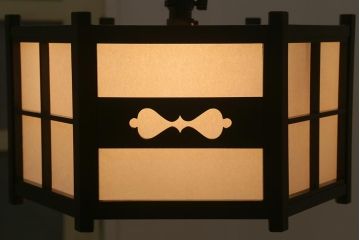 ビンテージ照明　松本民芸家具　絶版品　B型六角アンドン　希少な吊り下げ照明(天井照明、シェード)(R-043002)