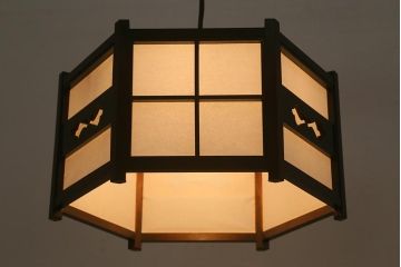 ビンテージ照明　松本民芸家具　絶版品　B型六角アンドン　希少な吊り下げ照明(天井照明、シェード)(R-043002)