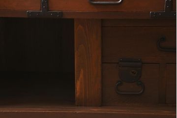 アンティーク家具　明治大正期　ヒノキ材　隠し付き　上品な佇まいが魅力の関西帳場箪笥(時代箪笥、収納棚)(R-043004)
