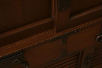 アンティーク家具　明治大正期　ヒノキ材　隠し付き　上品な佇まいが魅力の関西帳場箪笥(時代箪笥、収納棚)(R-043004)