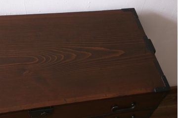 アンティーク家具　明治大正期　ヒノキ材　隠し付き　上品な佇まいが魅力の関西帳場箪笥(時代箪笥、収納棚)(R-043004)