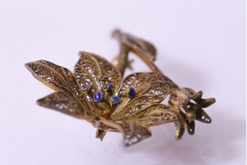 ヴィンテージアクセサリー　シルバー　835　レトロシックな花モチーフのブローチ(ビンテージ)(R-043009)