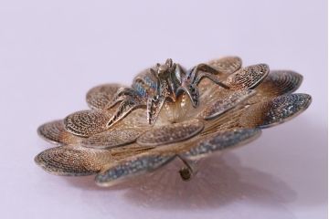 ヴィンテージアクセサリー　シルバー　925　レトロシックな花モチーフのブローチ(ビンテージ)(R-043010)