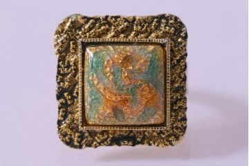 ビンテージアクセサリー　和製ビンテージ　ぼんやりとした色彩が美しい指輪(リング)(R-043015)