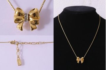 ヴィンテージアクセサリー　フランスビンテージ　イヴ・サンローラン(YVES SAINT LAURENT・YSL)　リボンが目を惹くネックレス(R-043017)