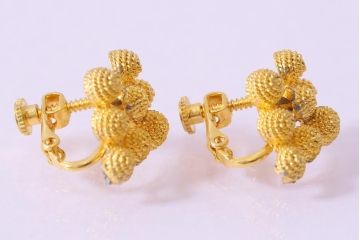 ビンテージアクセサリー　和製　統一感のあるデザインのアクセサリー2点(ネックレス・イヤリング)(R-043019)
