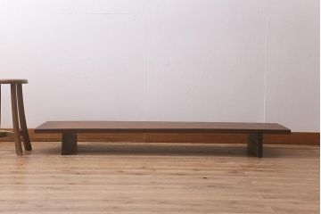 アンティーク家具　カツラ材一枚板　大正昭和初期のシンプルな裁ち板(ローテーブル、作業台、飾り台、陳列台)(R-043033)