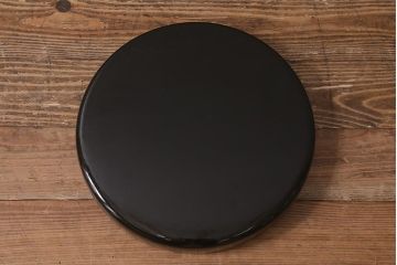 アンティーク雑貨　工芸品　大正昭和初期　俳句　名月や〜　彫刻　上手物!　漆塗り　木製お盆(漆器、トレー、丸盆)(R-043041)