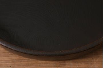 アンティーク雑貨　和製アンティーク　昭和初期　総ケヤキ材　木製　木の風合いが味わい深いお盆(トレー、丸盆)(R-043042)