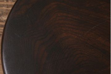 アンティーク雑貨　和製アンティーク　昭和初期　総ケヤキ材　木製　木の風合いが味わい深いお盆(トレー、丸盆)(R-043042)