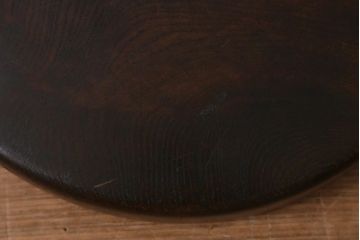 アンティーク雑貨　和製アンティーク　昭和初期　総ケヤキ材　木製　木の風合いが味わい深いお盆(トレー、丸盆)(R-043042)