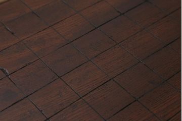 アンティーク雑貨　明治大正期　総ケヤキ材　はっきりとした木目が印象的な将棋盤(飾り台、花台)(R-043046)