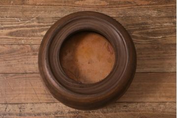 アンティーク雑貨　和製アンティーク　味のある木目を楽しめる刳り貫き火鉢(木製火鉢、丸火鉢、手あぶり)(R-043048)