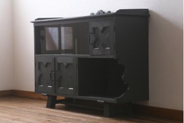 ビンテージ家具　神戸洋家具　永田良介商店　ペイント　シックな佇まいのサイドボード(キャビネット、収納棚、飾り棚、ヴィンテージ)(R-043049)