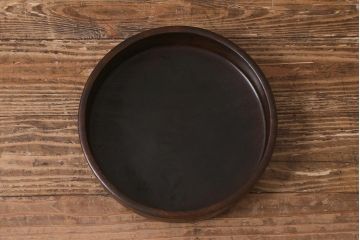 アンティーク雑貨　明治大正期　ケヤキ材　刳り貫き盆(丸盆、お盆)(R-043053)