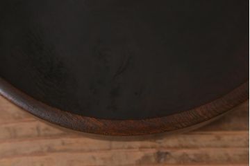 アンティーク雑貨　明治大正期　ケヤキ材　刳り貫き盆(丸盆、お盆)(R-043053)