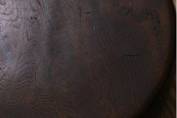 アンティーク雑貨　明治大正期　ケヤキ材　刳り貫き盆(丸盆、お盆)(R-043053)