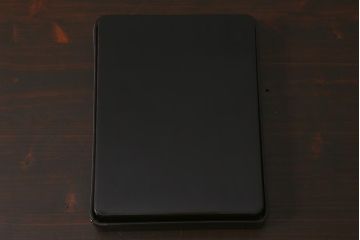 昭和初期　漆塗り　平安堂?　坪山　銘入り　木製硯箱(漆器、収納箱、文箱、小箱、小物収納)(R-043054)