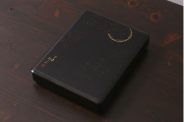 昭和初期　漆塗り　平安堂?　坪山　銘入り　木製硯箱(漆器、収納箱、文箱、小箱、小物収納)(R-043054)