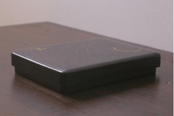 昭和初期　漆塗り　平安堂?　坪山　銘入り　木製硯箱(漆器、収納箱、文箱、小箱、小物収納)(R-043054)