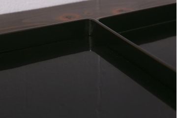 昭和初期　漆塗り　平安堂?　坪山　銘入り　木製硯箱(漆器、収納箱、文箱、小箱、小物収納)(R-043054)