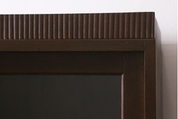 アンティーク家具　上手物!　ナラ材　大正ロマン　四枚引き戸　おしゃれな意匠が目を引く重ねガラス戸棚(収納棚、飾り棚、キャビネット)(R-043056)