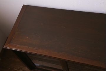 アンティーク家具　上手物!　ナラ材　大正ロマン　四枚引き戸　おしゃれな意匠が目を引く重ねガラス戸棚(収納棚、飾り棚、キャビネット)(R-043056)