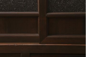 アンティーク家具　鉄脚リメイク　ヒノキ材　引き出し前板黒柿材　レトロなサイドボード(戸棚、茶棚、収納棚)(R-043058)