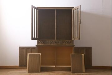 ヴィンテージ家具　神戸洋家具　クラシカルで上品な佇まいが素敵なカップボード(定価約80万円)(食器棚、収納棚、ビンテージ)(R-043060)