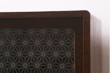 アンティーク家具　上手物!　当店オリジナルガラス　桐材　昭和レトロな戸棚(本箱、ブックケース、キャビネット、収納棚)(R-043076)