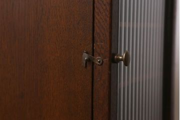 和製アンティーク　ナラ材　昭和中期　珍しいサイズのアンティーク縦型書類棚(カルテケース、整理棚、サイドキャビネット)(R-043082)