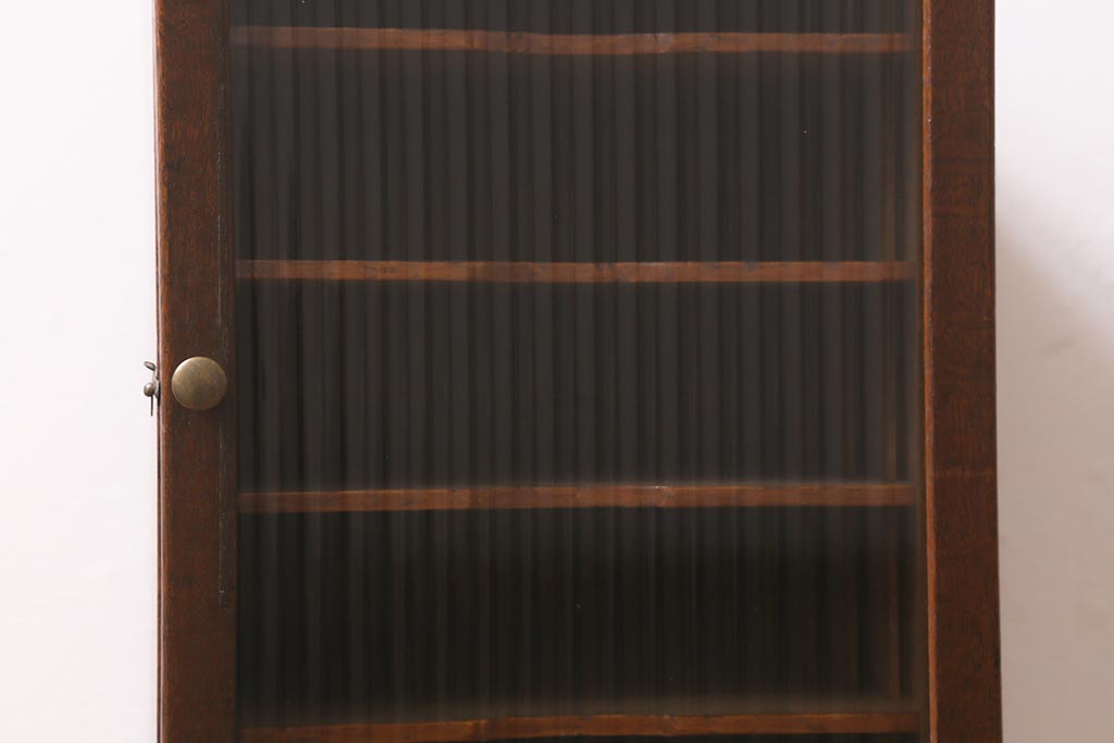 和製アンティーク　ナラ材　昭和中期　珍しいサイズのアンティーク縦型書類棚(カルテケース、整理棚、サイドキャビネット)(R-043082)