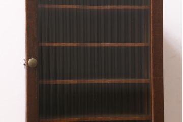 和製アンティーク　ナラ材　昭和中期　珍しいサイズのアンティーク縦型書類棚(カルテケース、整理棚、サイドキャビネット)(R-043082)