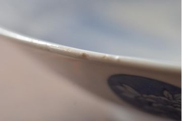 アンティーク雑貨　明治期　楼閣・山水・人物図　染付　八寸皿2枚セット(中皿、伊万里)(R-043084)